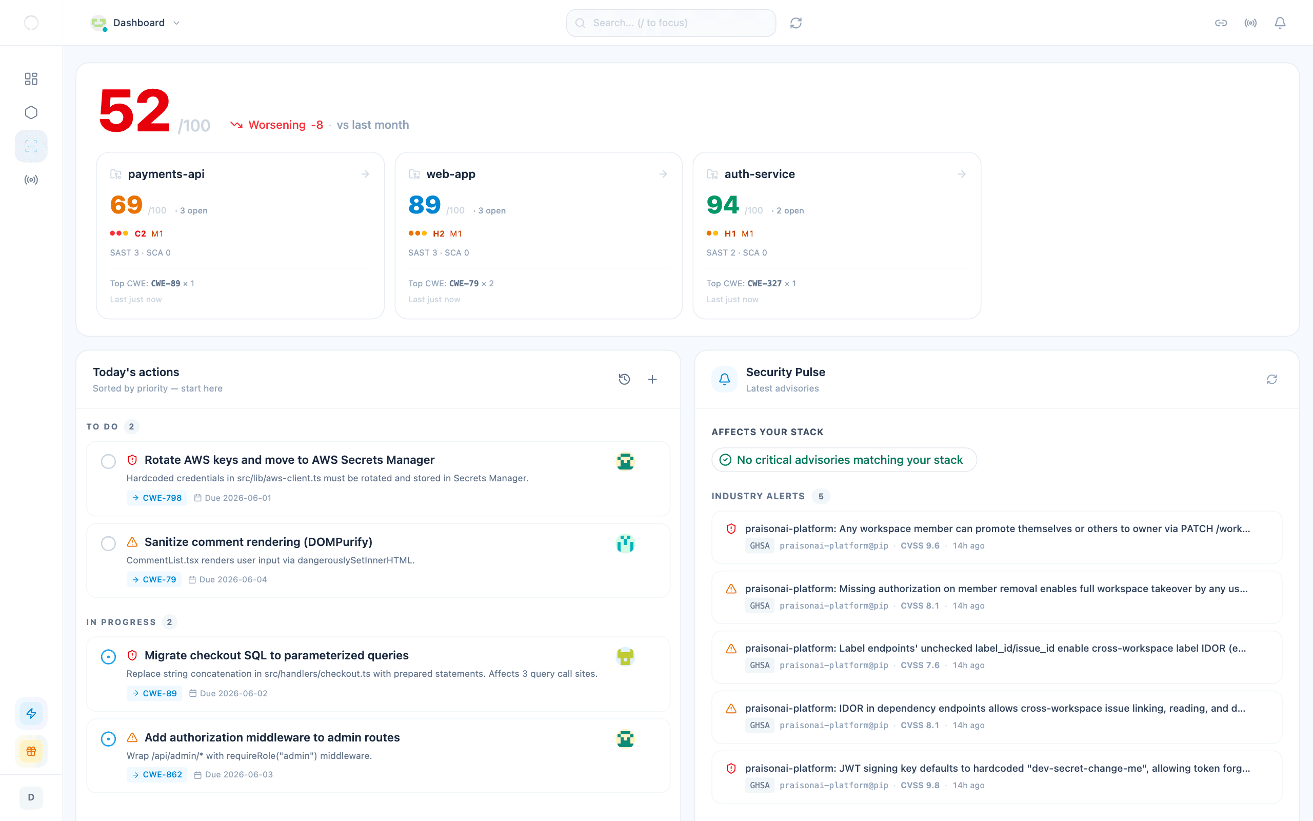 Sphior Code dashboard