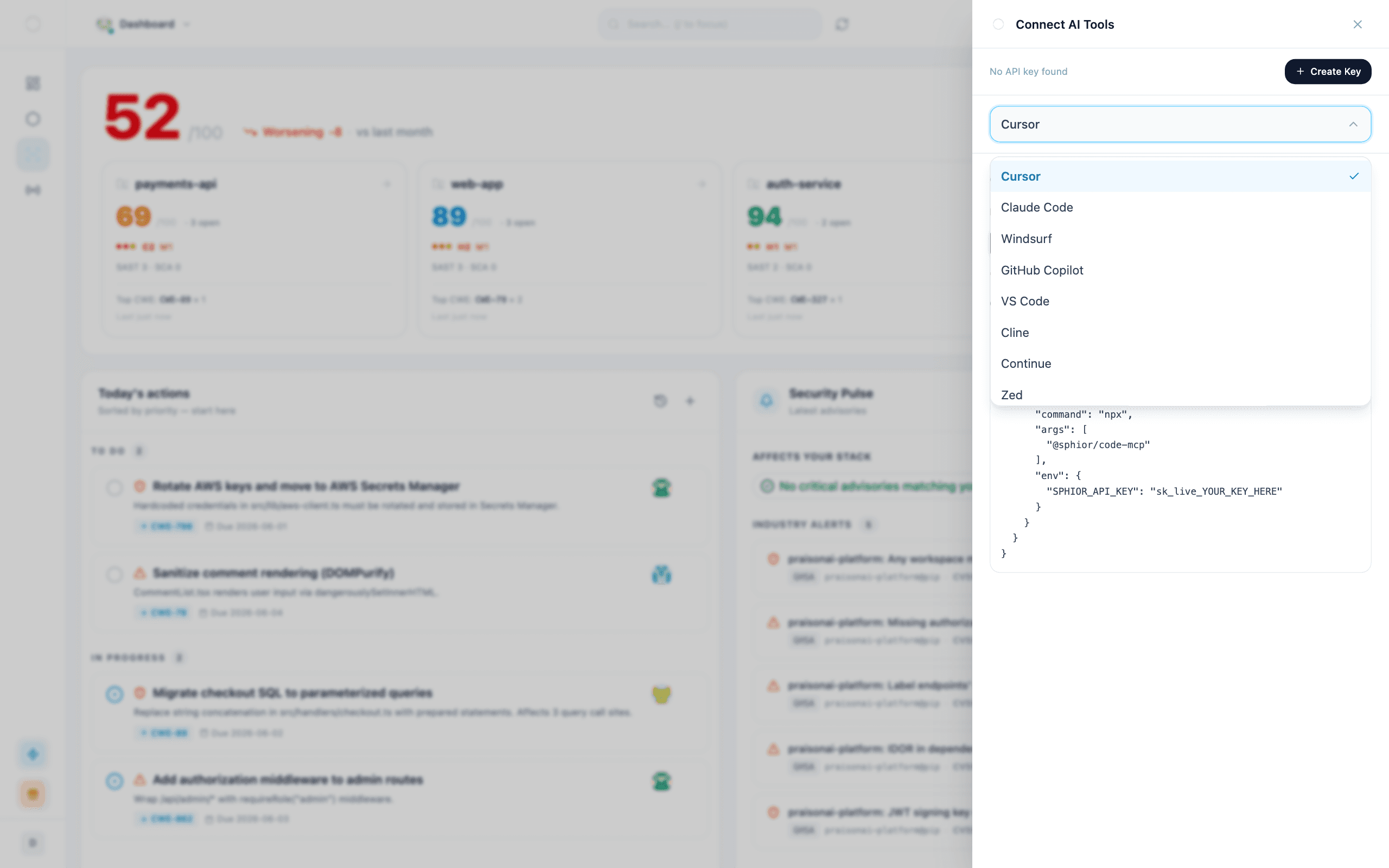 Native MCP integration with leading AI development tools
